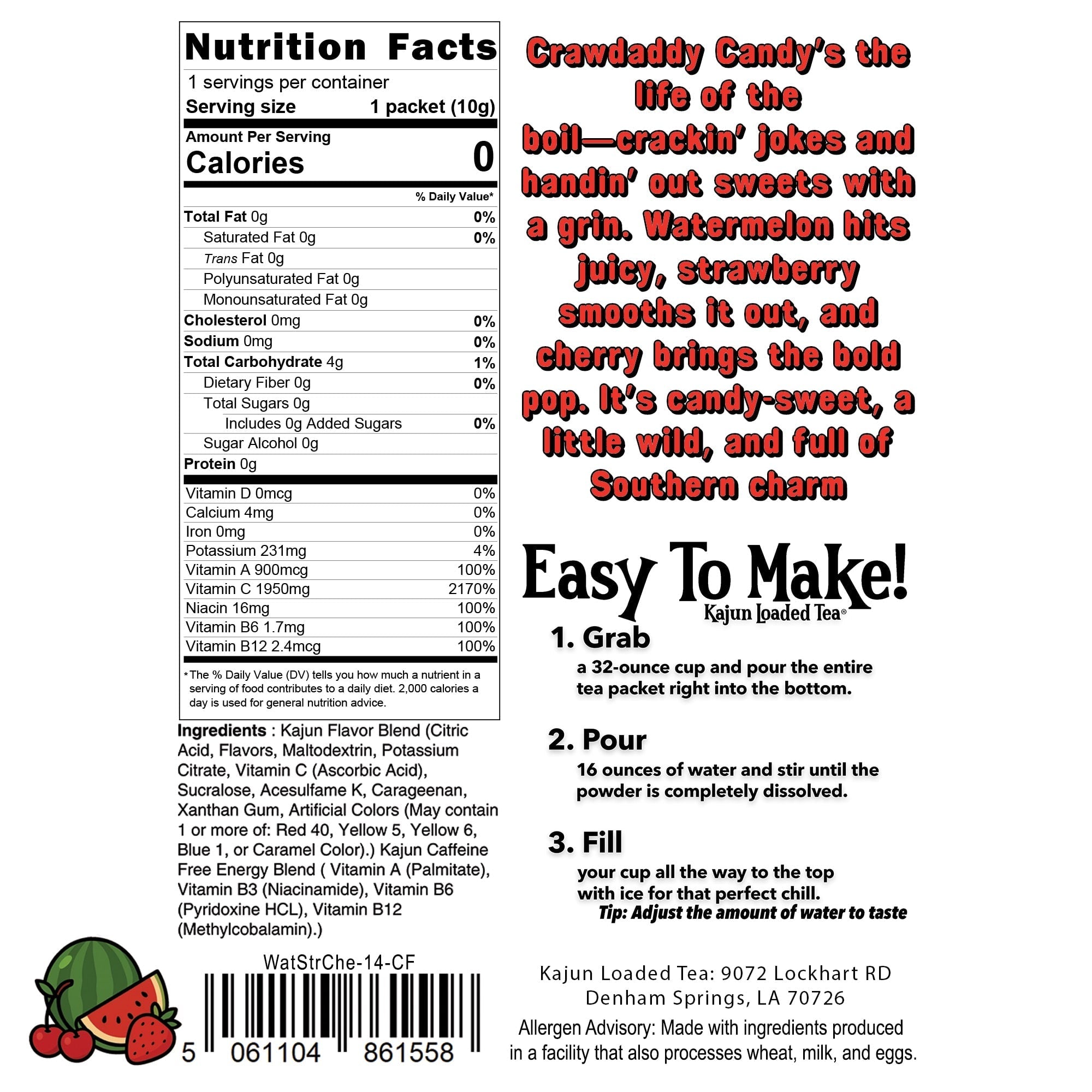 Crawdaddy Candy UNLoaded Tea (Caffeine Free) - Breezy Sips during Casual Breaks
