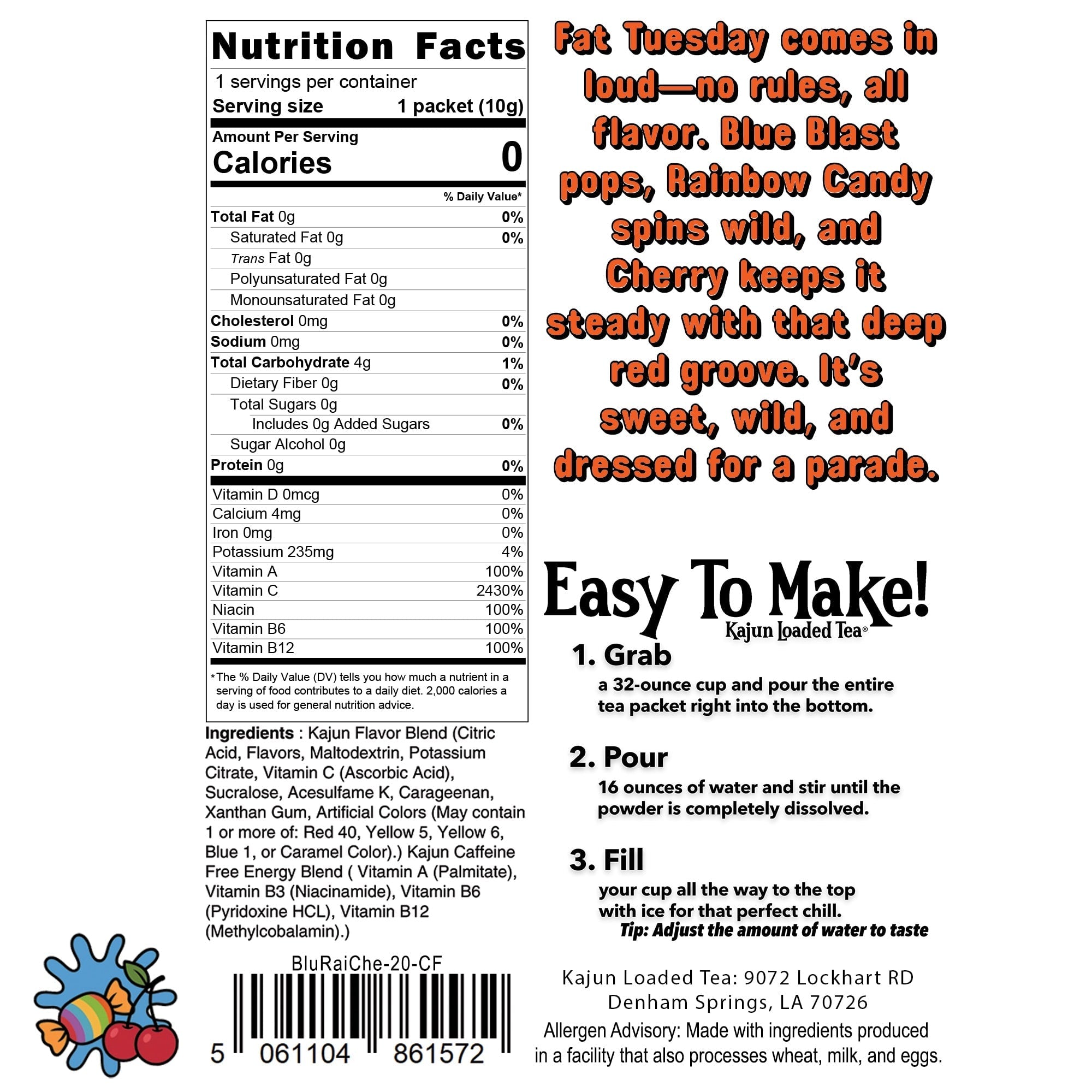 Fat Tuesday UNLoaded Tea (Caffeine Free) - Flavorful Sips for Shared Moments
