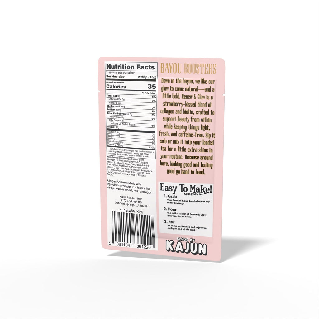 Pink package with text and nutrition facts on a white background