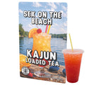 Kajun Loaded Tea packaging with a drink image and text on a white background