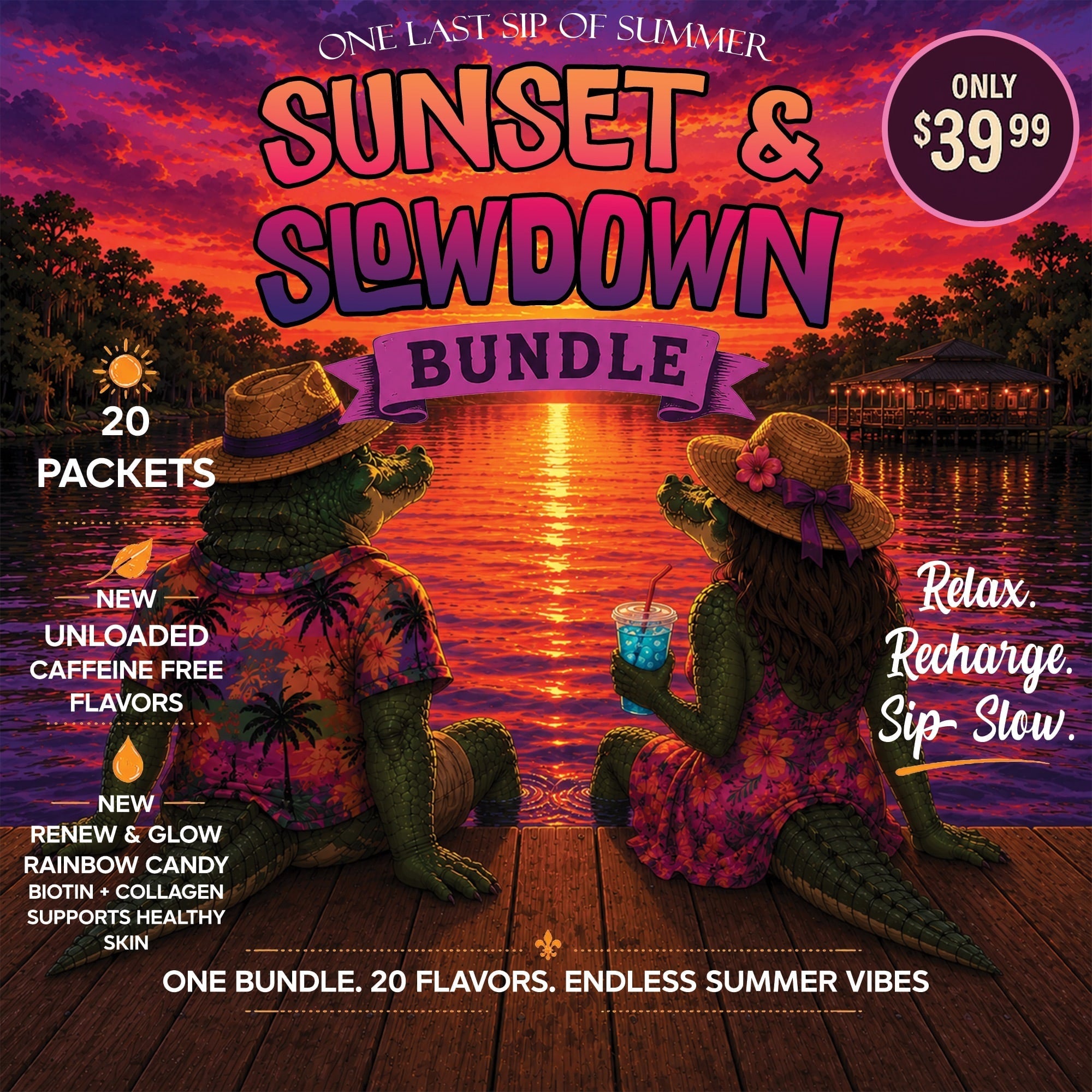 Sunset & Slowdown 20-Pack Bundle - Vibrant Sips for Your Drink Routine